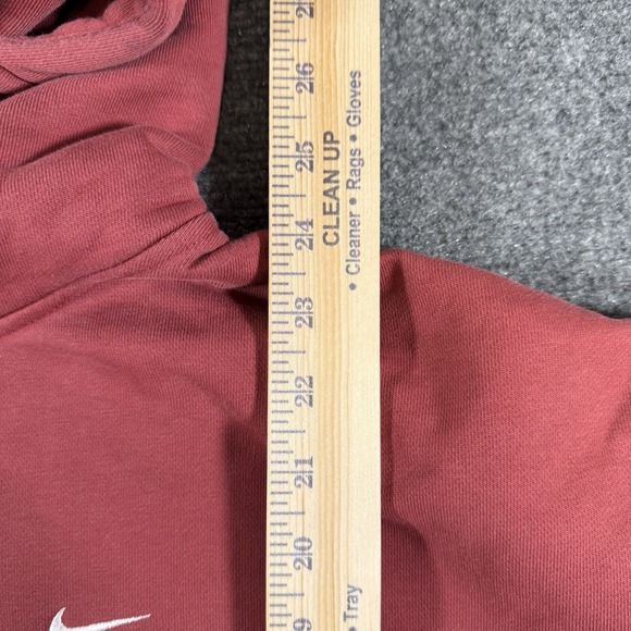 Nike Solo Swoosh Fleece Hoodie Men's Medium Coral Pullover Heavyweight Loose Fit - Picture 5 of 9